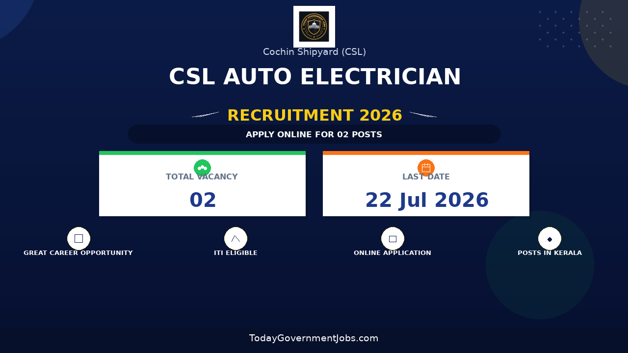 CSL Auto Electrician Recruitment 2026 - Apply Online