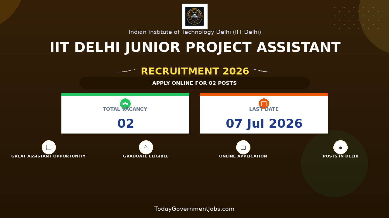 IIT Delhi Junior Project Assistant Recruitment 2026 - Apply Online