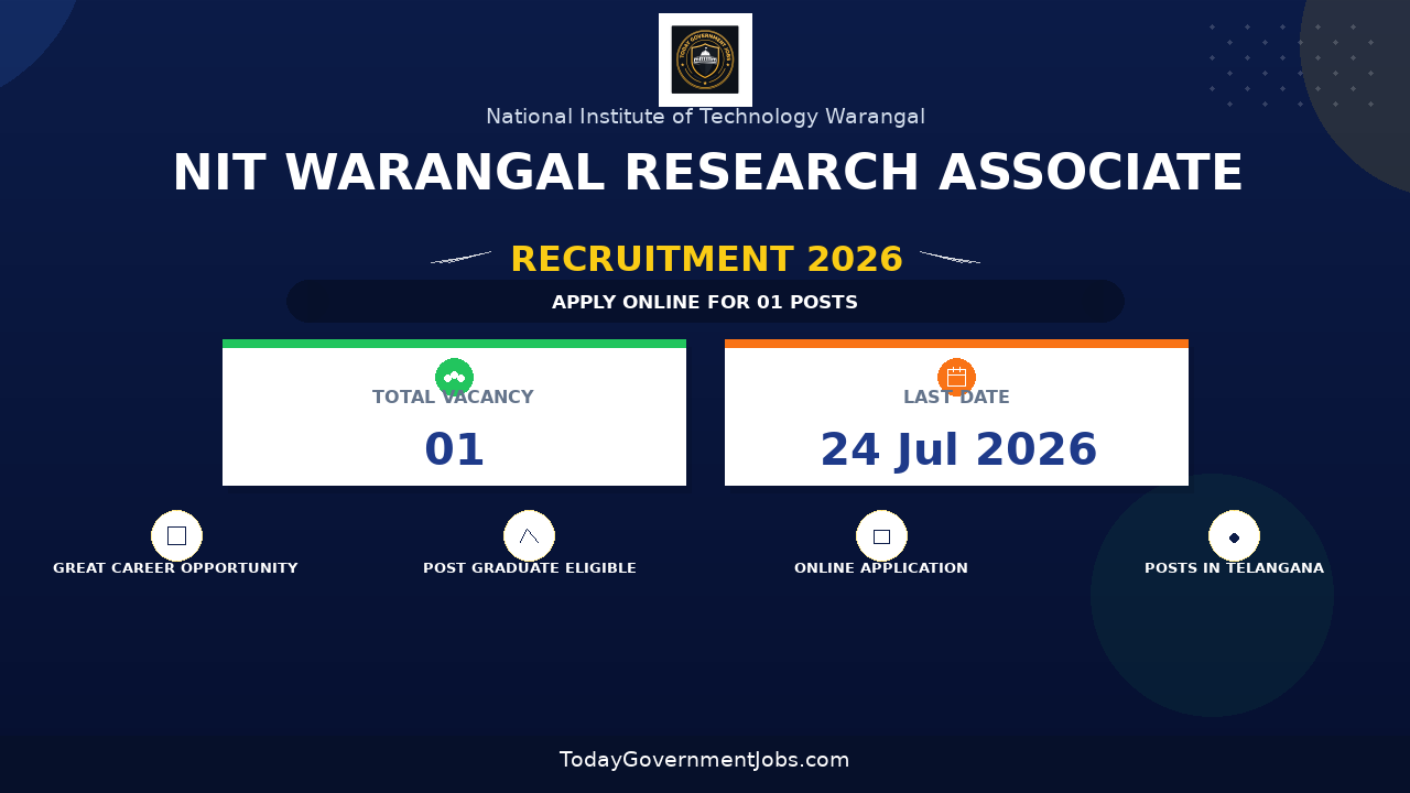 NIT Warangal Research Associate - I Recruitment 2026 - Apply Online