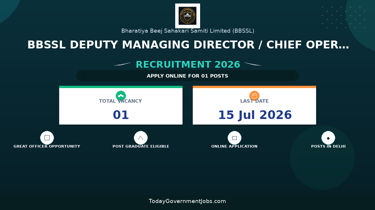 BBSSL Deputy Managing Director / Chief Operating Officer Recruitment 2026 - Apply Online