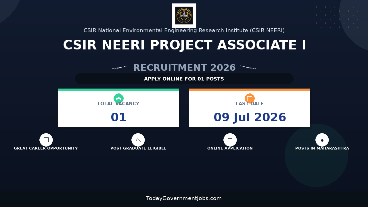 CSIR NEERI Project Associate I Recruitment 2026 - Walkin