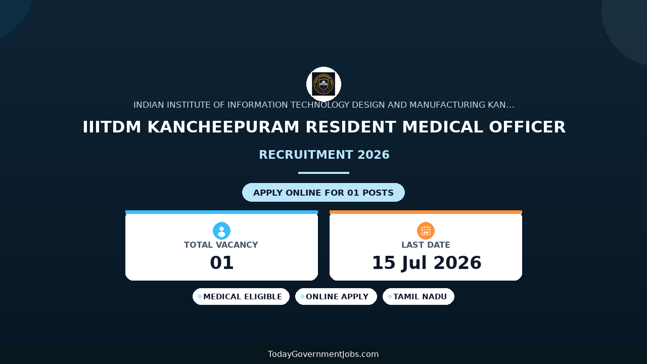 IIITDM Kancheepuram Resident Medical Officer Recruitment 2026 - Apply Online