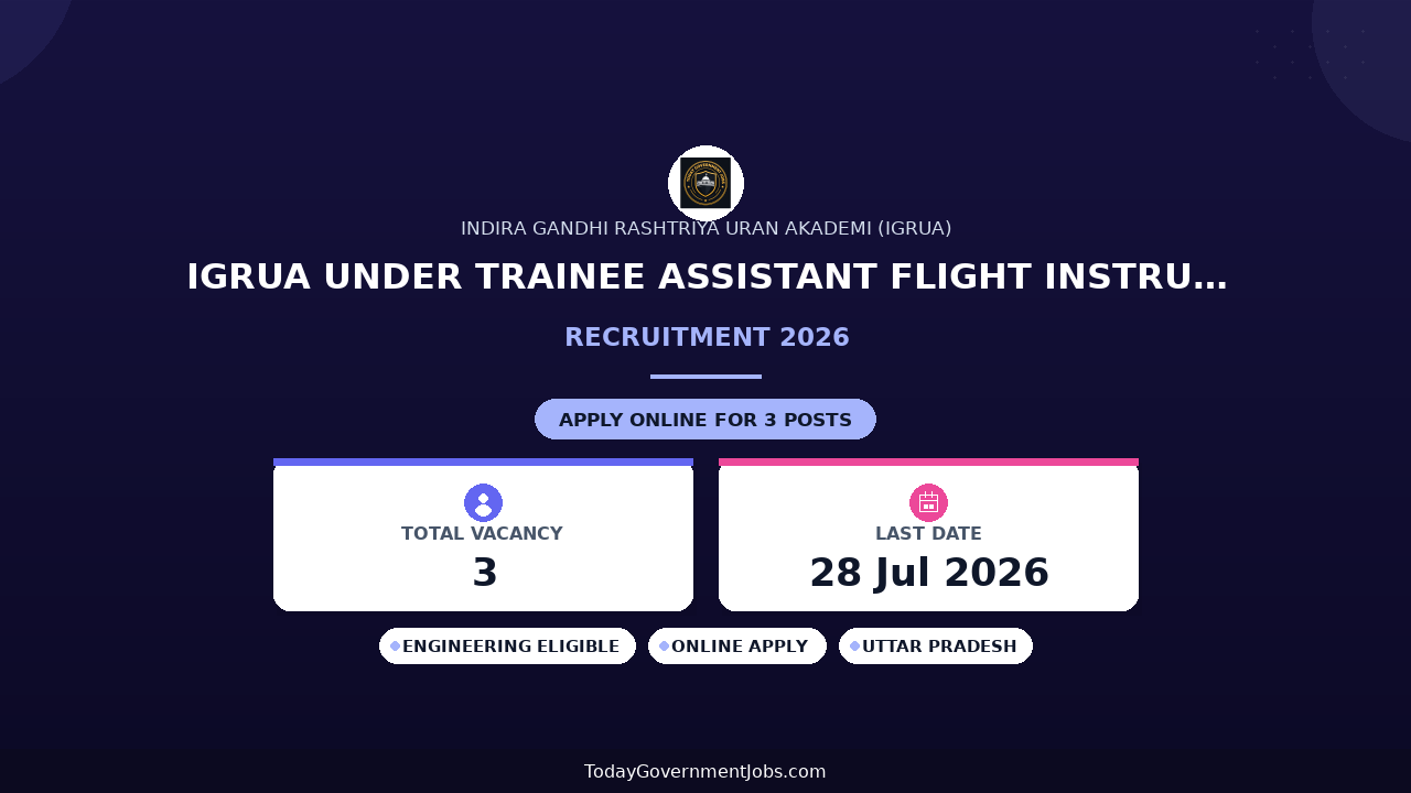 IGRUA Under Trainee Assistant Flight Instructor Recruitment 2026 - Apply Online
