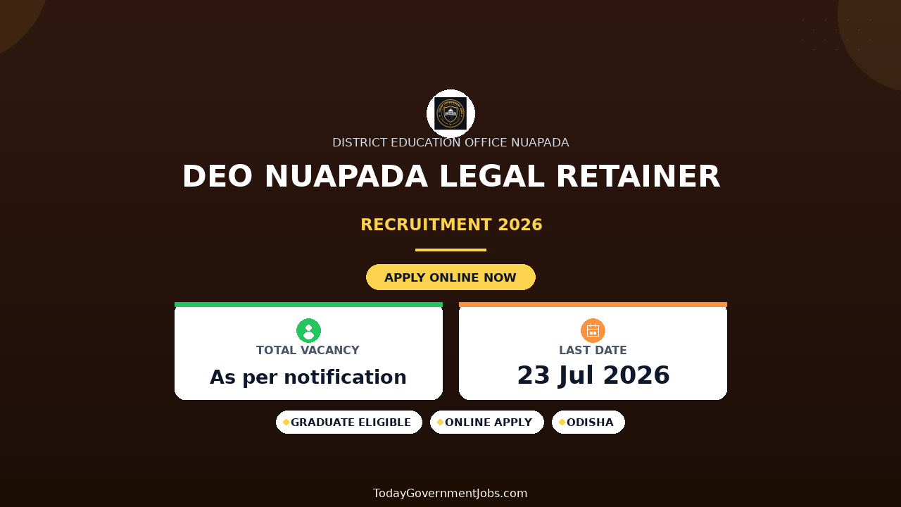 DEO Nuapada Legal Retainer Recruitment 2026 - Apply Offline
