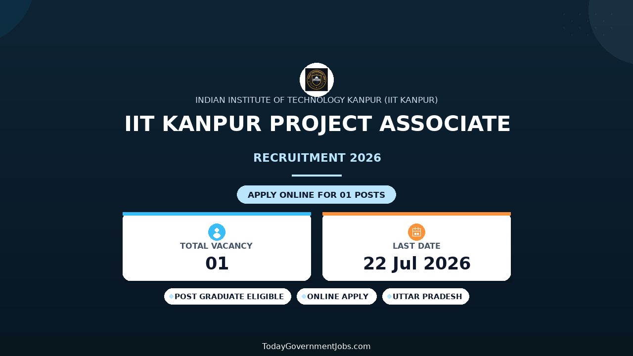 IIT Kanpur Project Associate-I Recruitment 2026 - Apply Online
