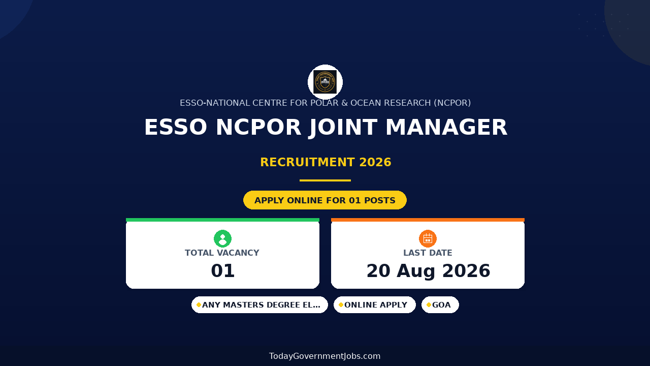 ESSO NCPOR Joint Manager Recruitment 2026 - Apply Online
