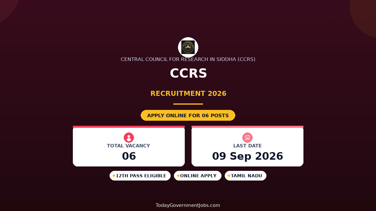 CCRS Recruitment 2026 - Apply Offline for Social Worker, Upper Division Clerk and More Posts