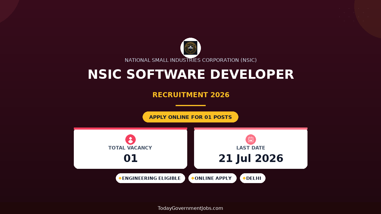 NSIC Software Developer Recruitment 2026 - Apply Offline