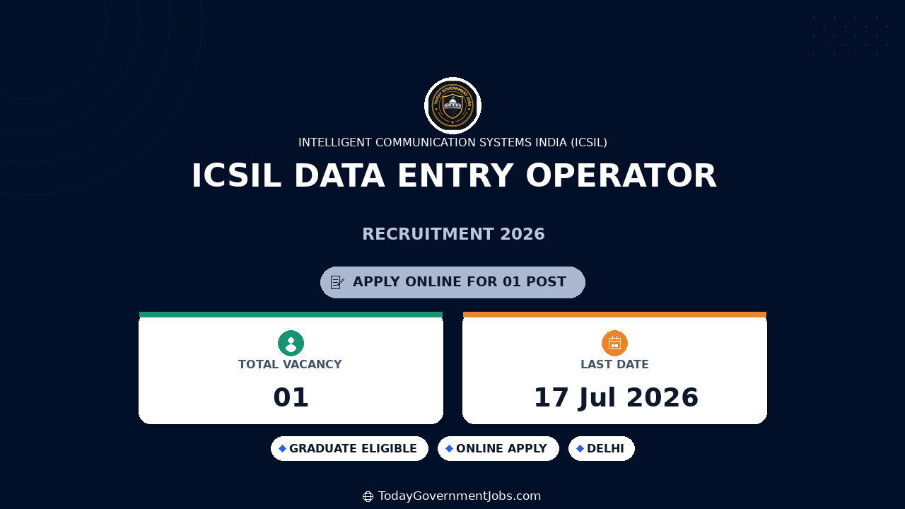 ICSIL Data Entry Operator Recruitment 2026 - Walkin Apply