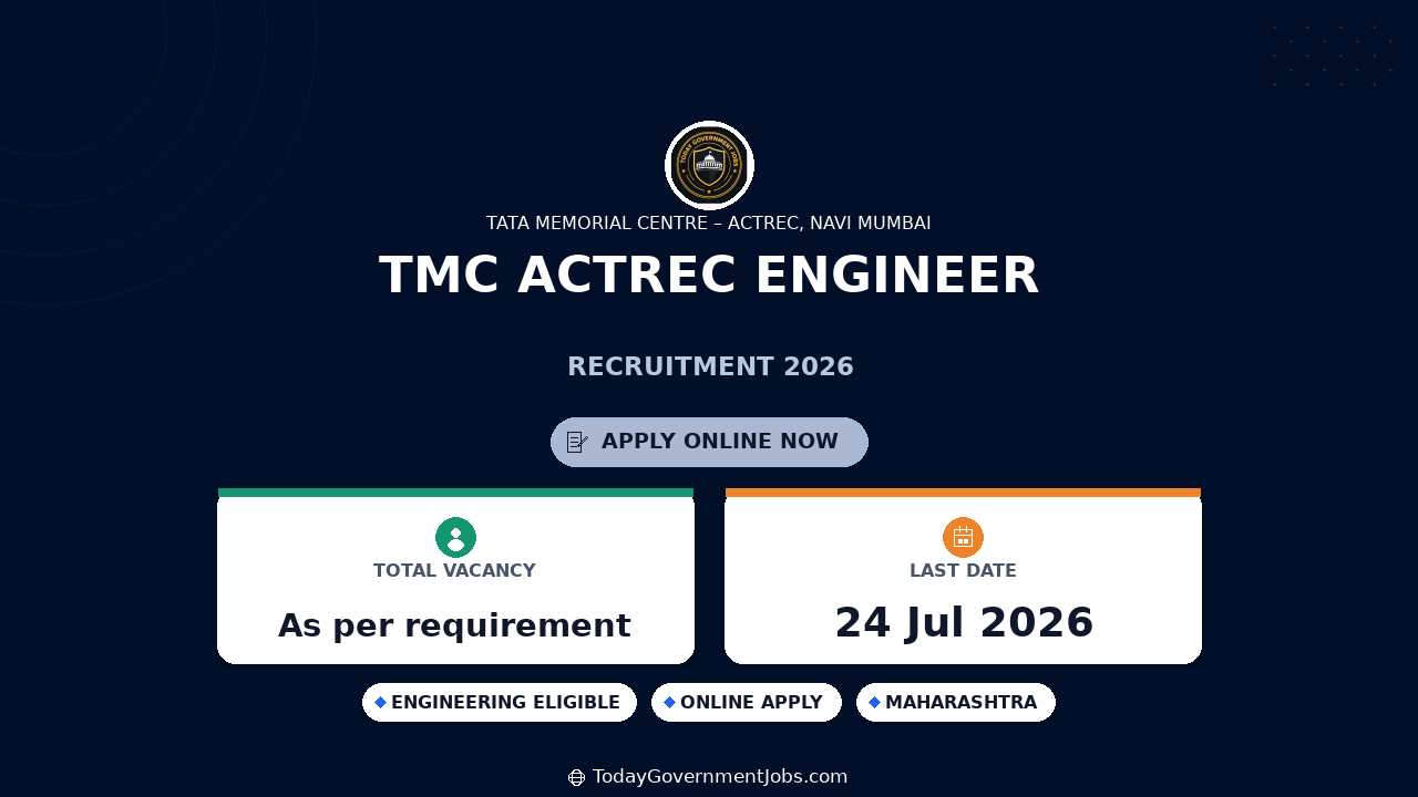 TMC ACTREC Engineer Recruitment 2026 Walk-in – Apply Now