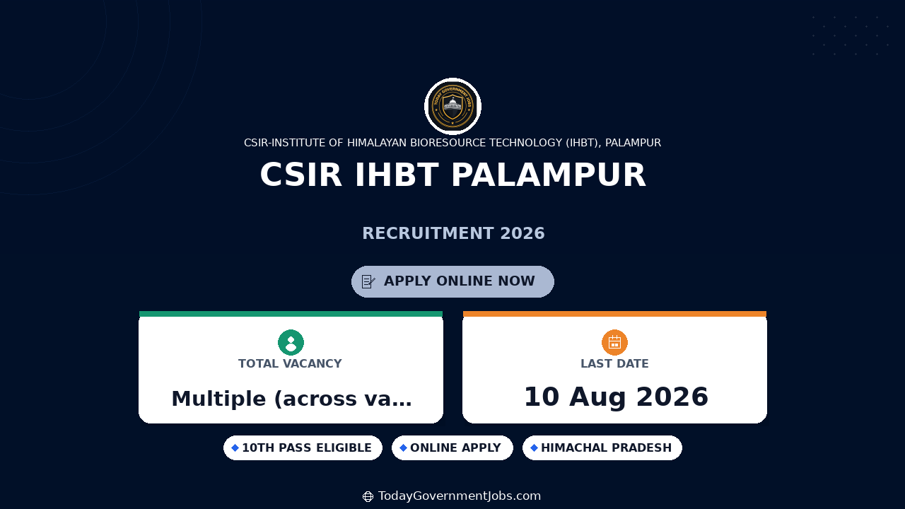 CSIR IHBT Palampur Recruitment 2026 – Project Staff Walk-in