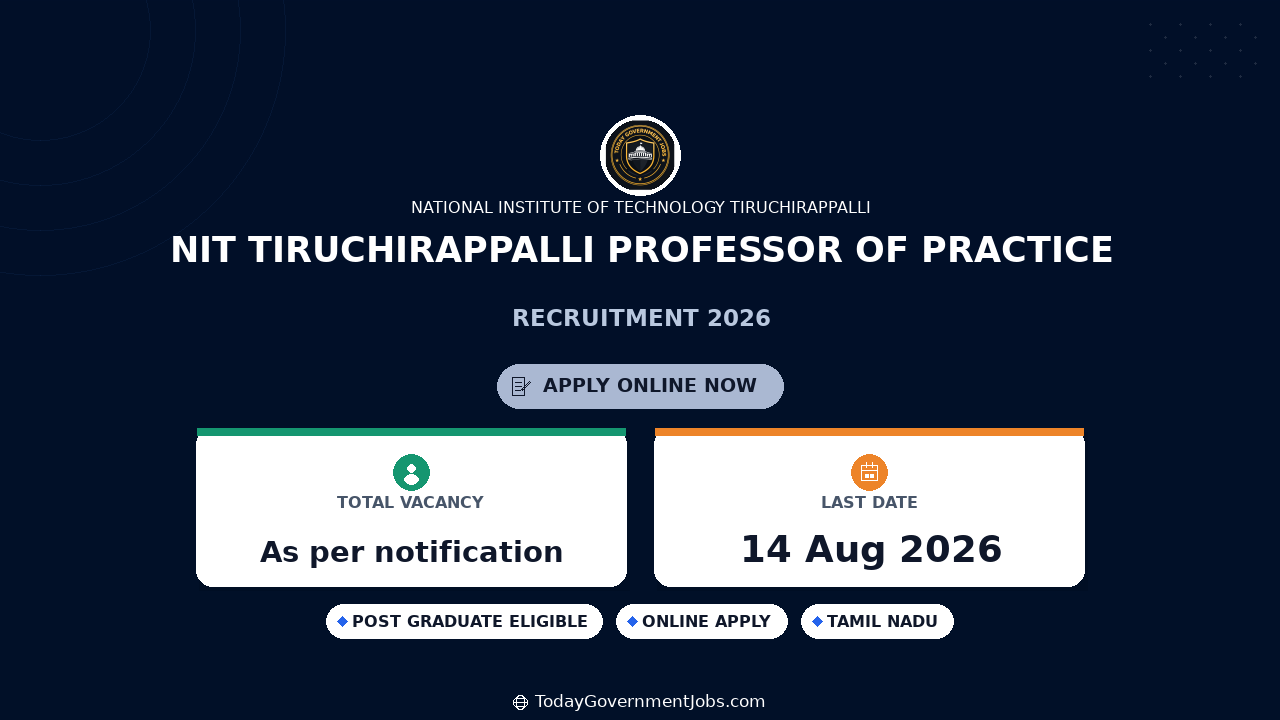 NIT Tiruchirappalli Professor of Practice Recruitment 2026 - Apply Offline