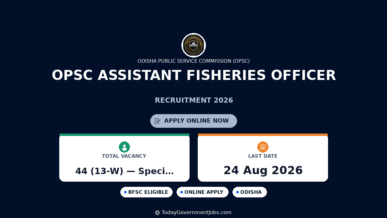 OPSC Assistant Fisheries Officer Recruitment 2026 Apply Online
