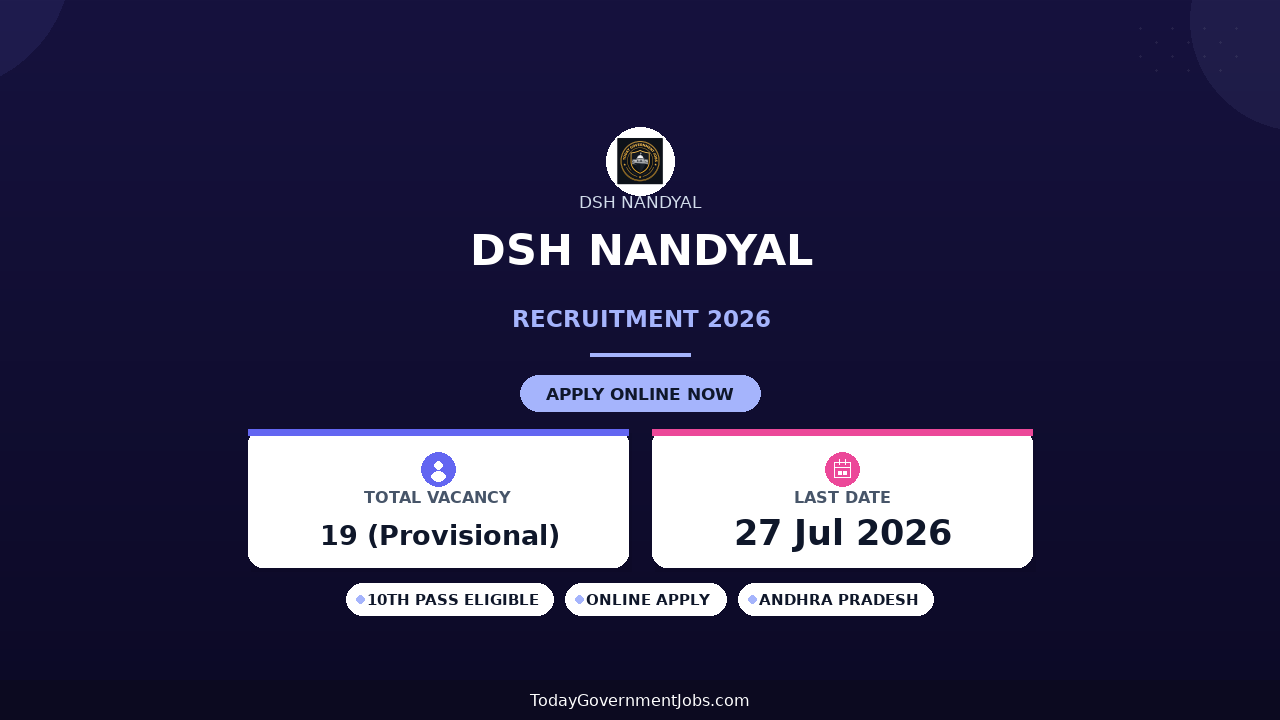 DSH Nandyal Recruitment 2026 - Notification No. 01/2026 for GDA, Post Mortem Assistant & Office Subordinate Posts