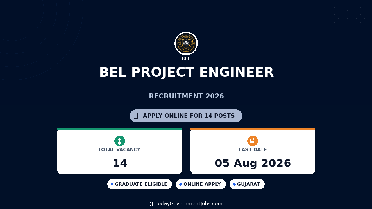 BEL Project Engineer Recruitment 2026 - 14 Posts Walk-in