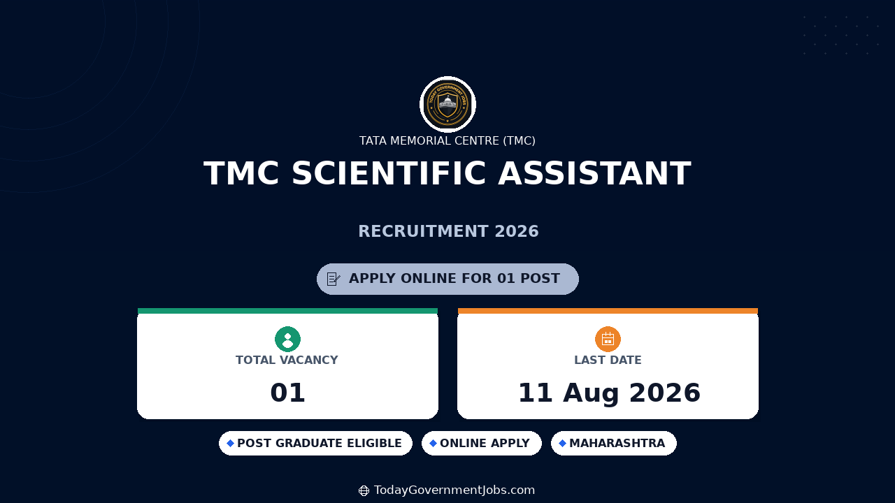 TMC Scientific Assistant Recruitment 2026 Walkin