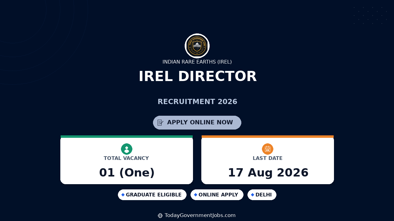 IREL Director Recruitment 2026 - Apply Online