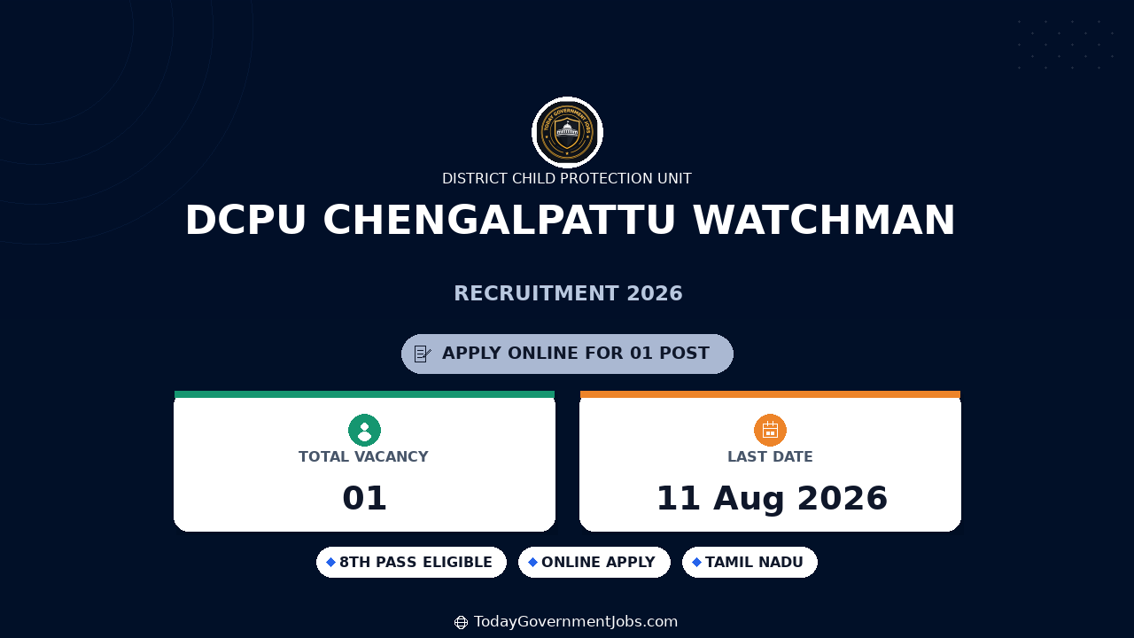 DCPU Chengalpattu Watchman Recruitment 2026 Apply Offline