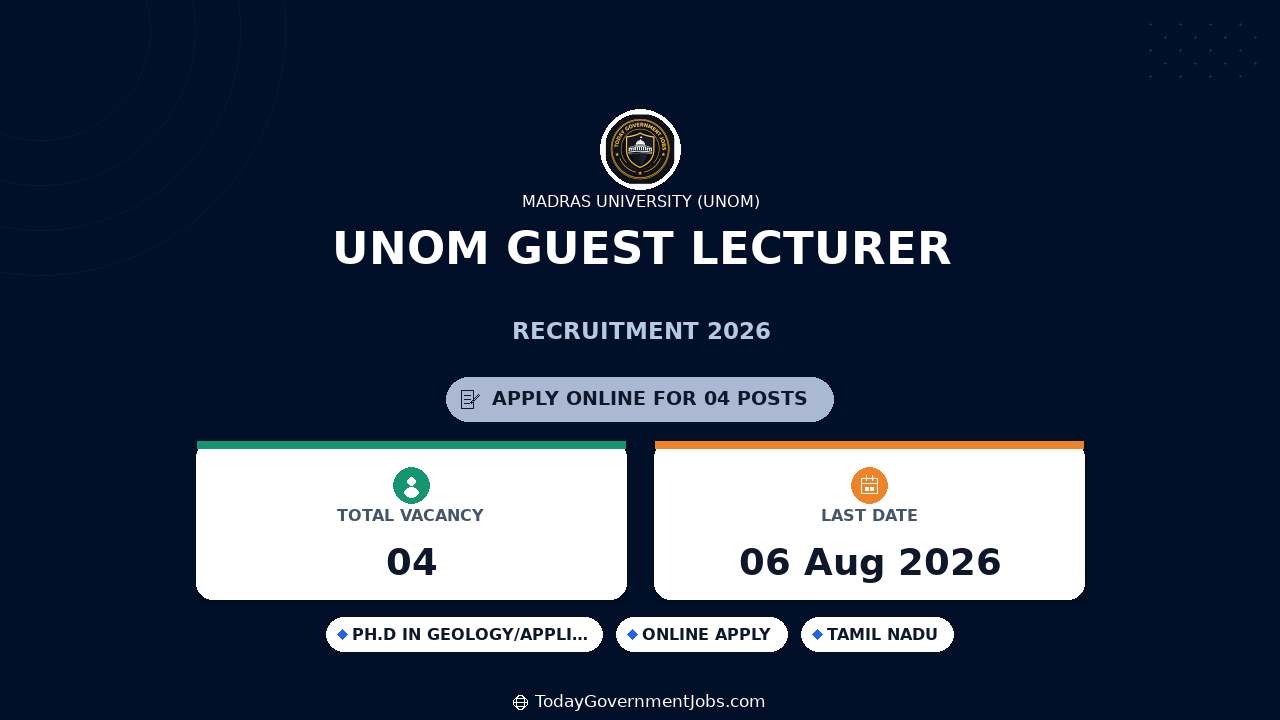 UNOM Guest Lecturer Recruitment 2026 - Apply Offline