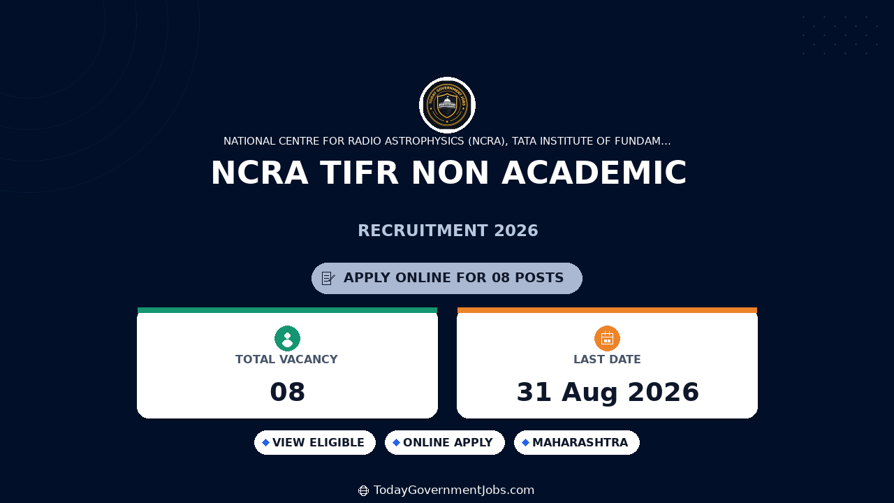 NCRA TIFR Non Academic Recruitment 2026 - Apply Online