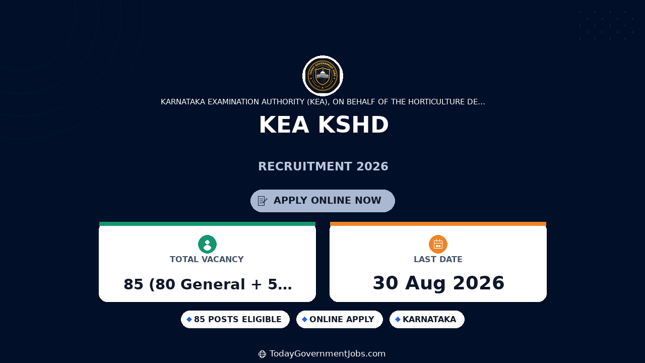 KEA KSHD Recruitment 2026 - Apply Online for 85 Posts