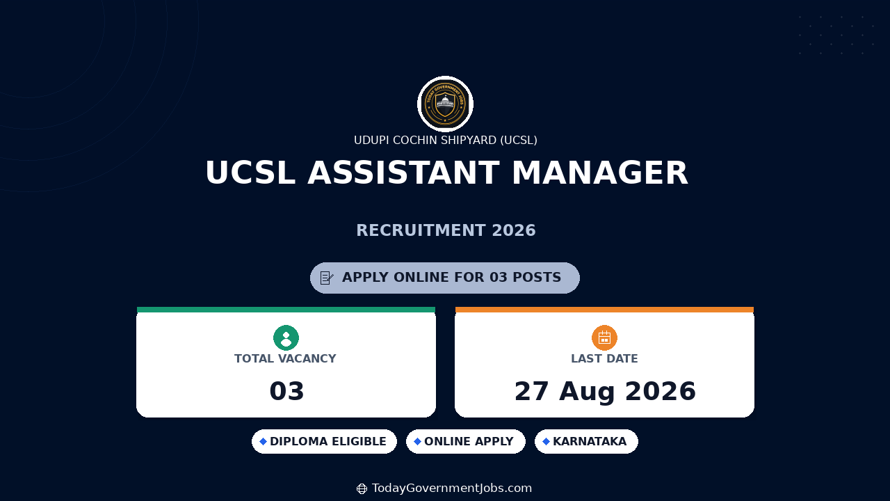UCSL Assistant Manager Recruitment 2026 - Apply Online