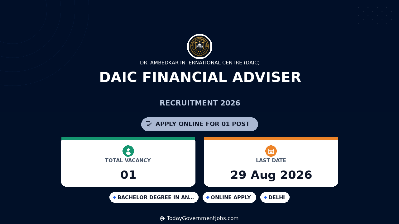 DAIC Financial Adviser Recruitment 2026 - Apply Offline