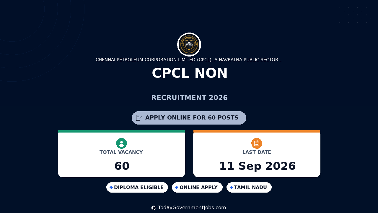 CPCL Non-Executive Recruitment 2026 Apply Online