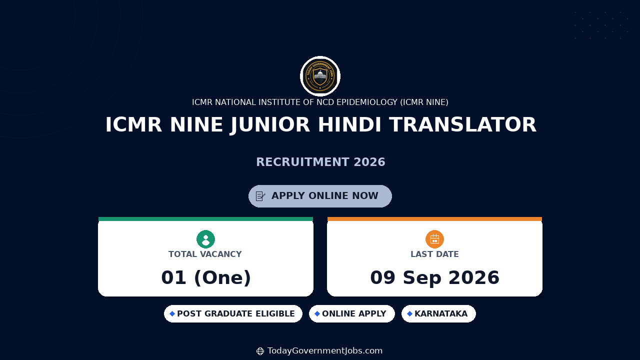 ICMR NINE Junior Hindi Translator Recruitment 2026