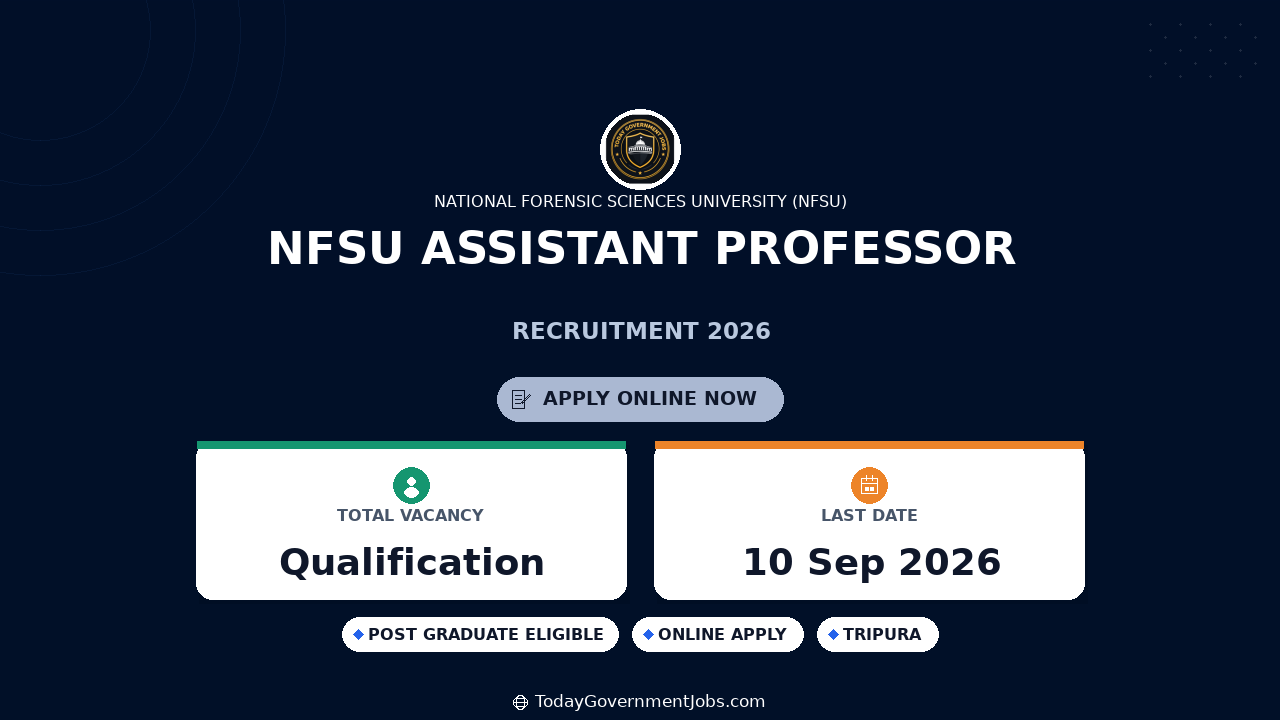 NFSU Assistant Professor Recruitment 2026 Apply Offline
