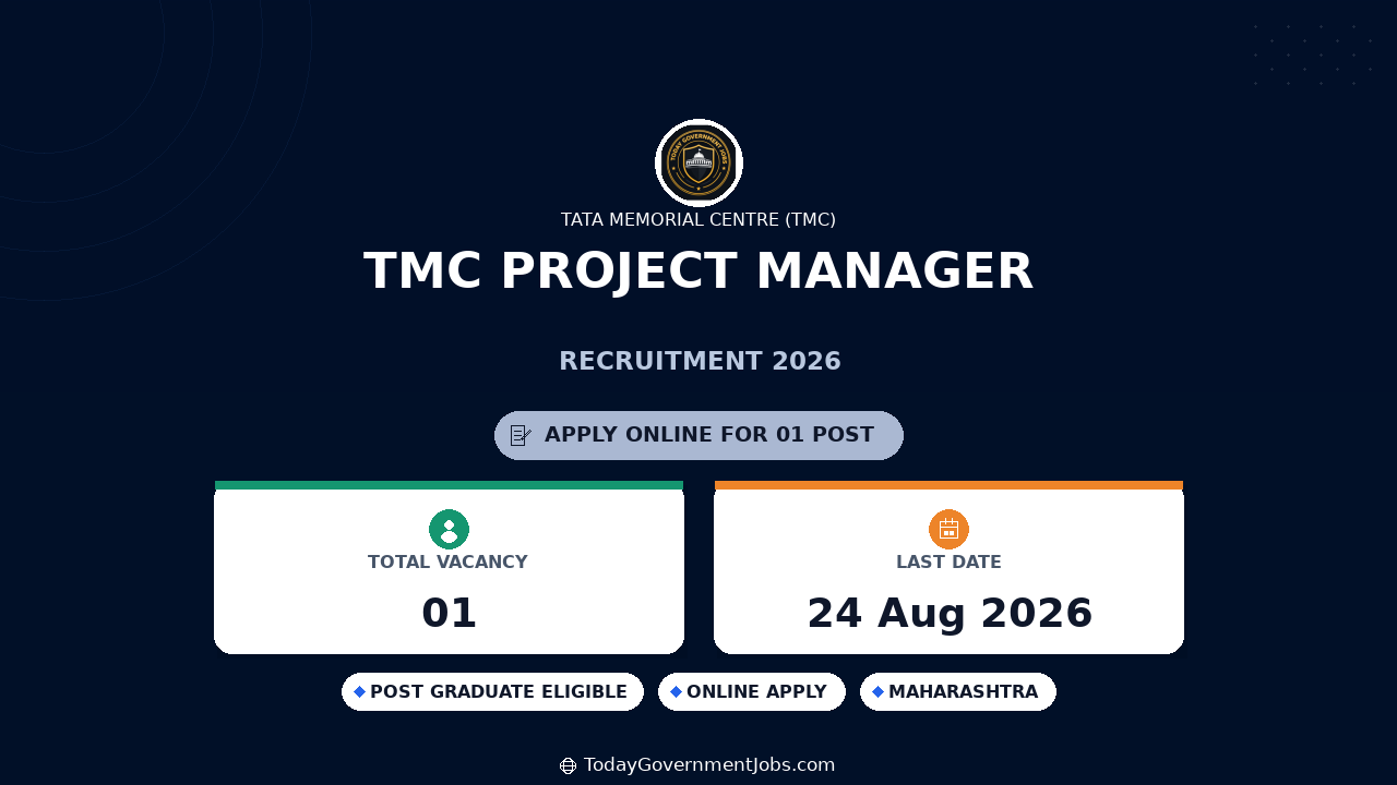 TMC Project Manager Recruitment 2026 - Walk-in Interview