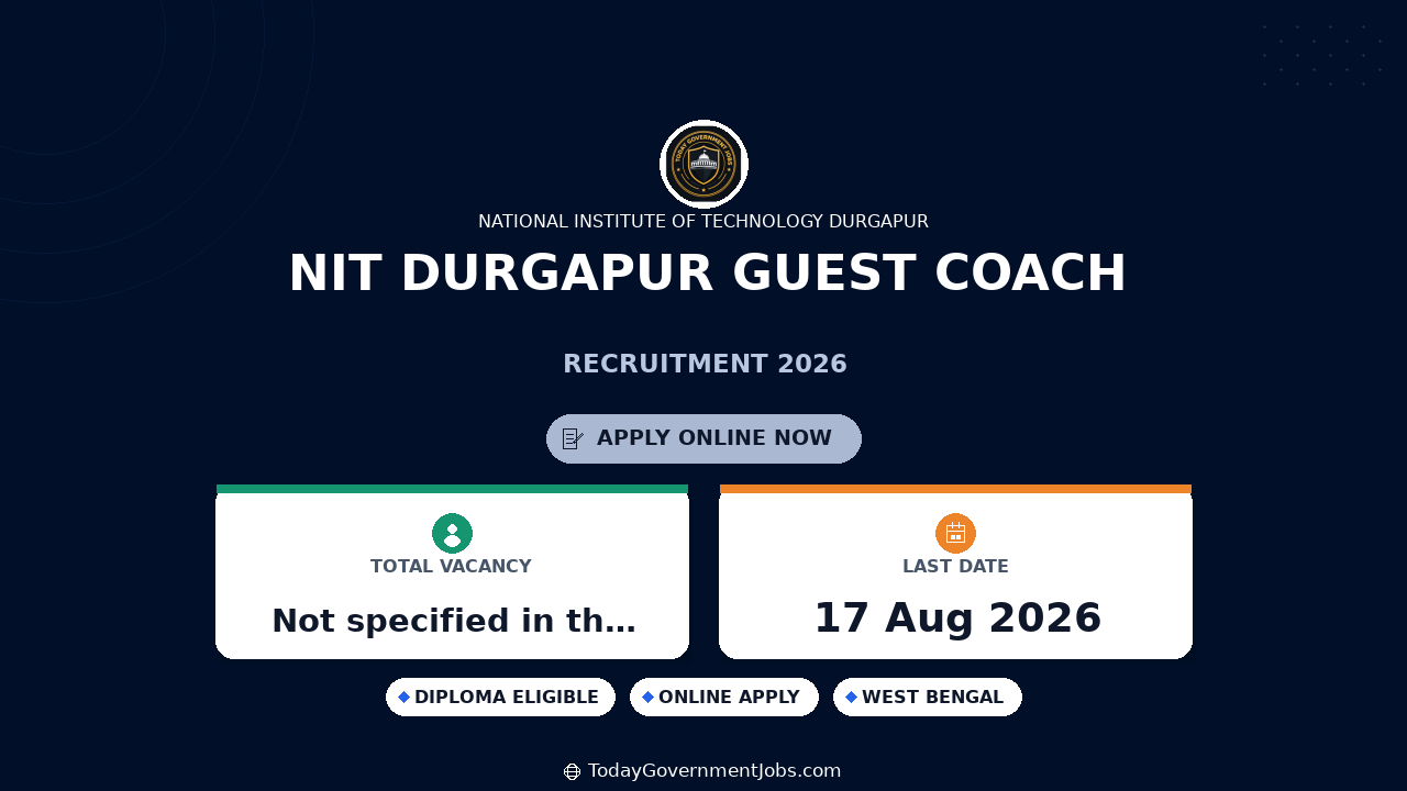 NIT Durgapur Guest Coach Recruitment 2026 Apply Offline