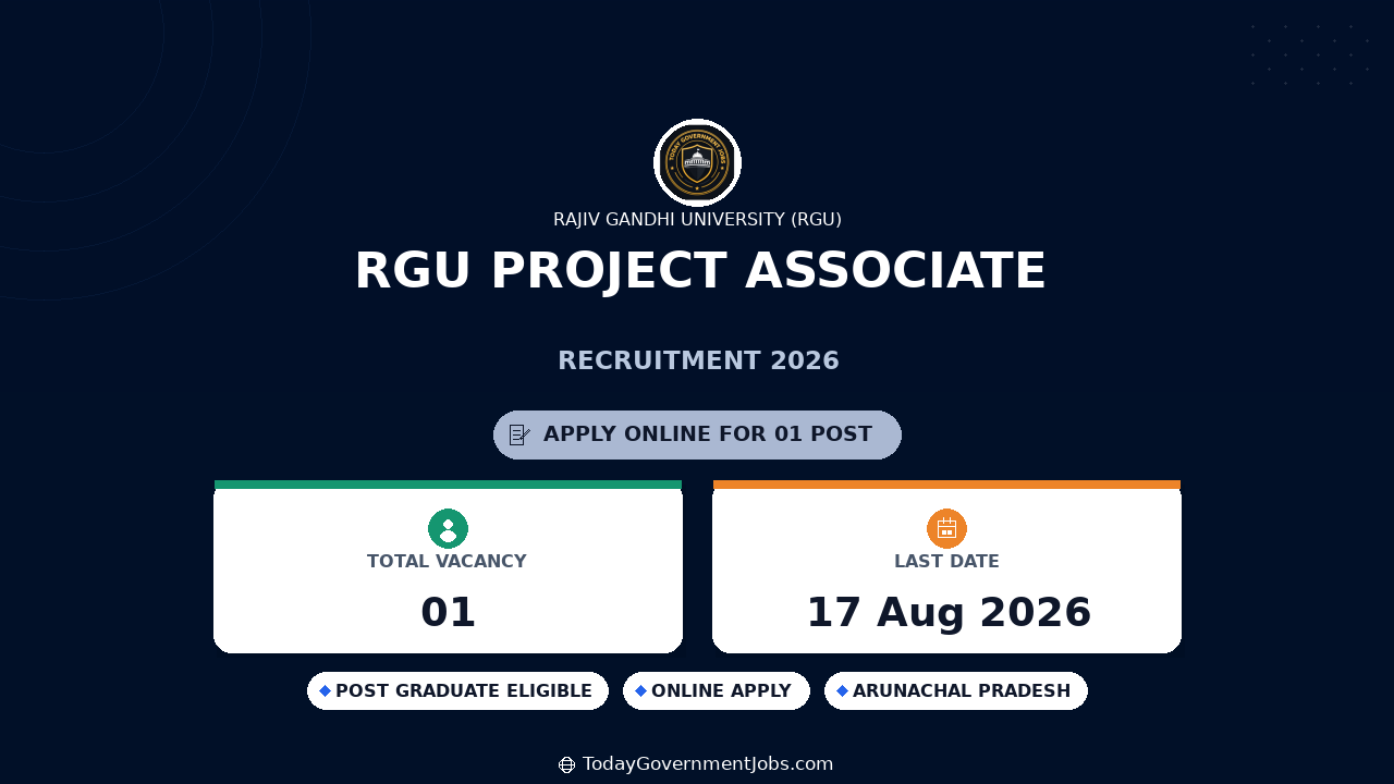 RGU Project Associate Recruitment 2026 – Apply Online