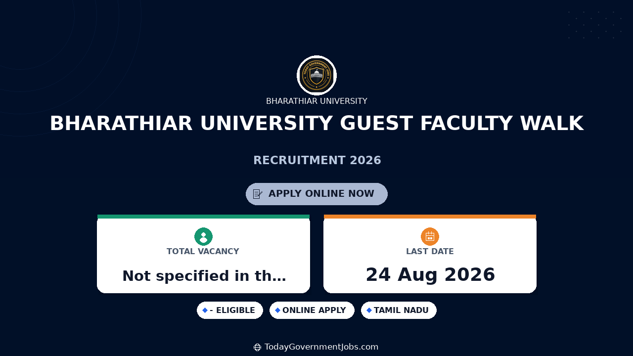 Bharathiar University Guest Faculty Walk-in 2026 | Apply Now