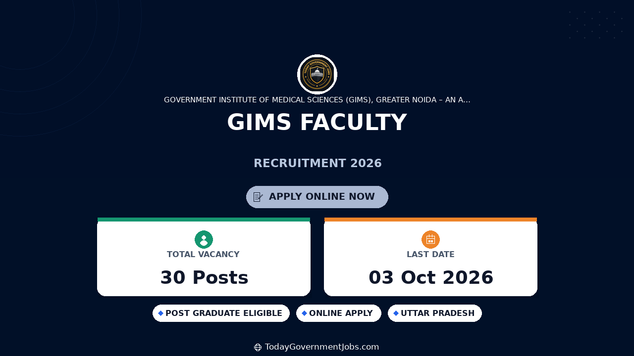 GIMS Faculty Recruitment 2026 | Professor, Associate Professor Jobs