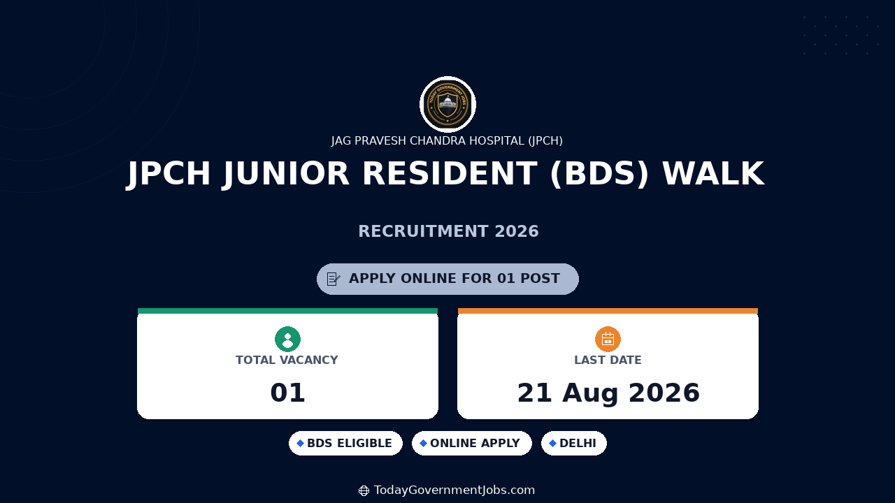 JPCH Junior Resident (BDS) Walk-in Interview 2026