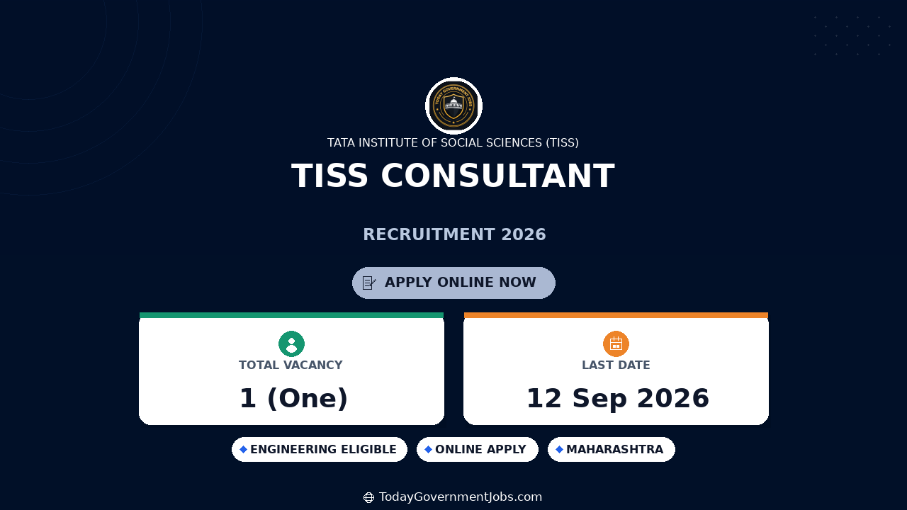 TISS Consultant Recruitment 2026 | Apply Online