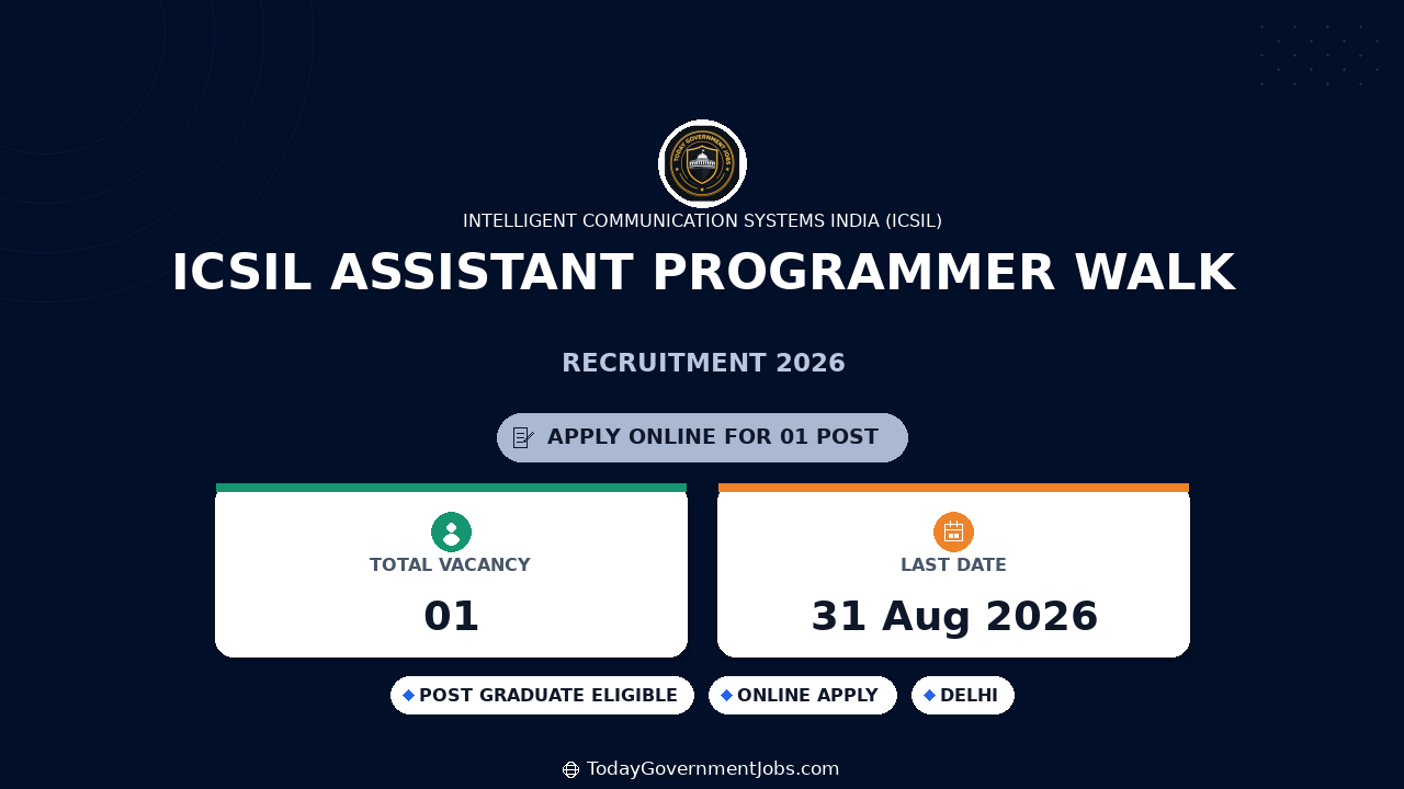 ICSIL Assistant Programmer Walk-in 2026 | Apply Now