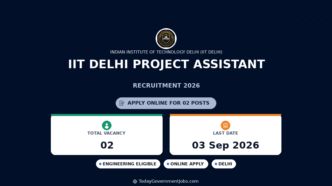 IIT Delhi Project Assistant Recruitment 2026 | Apply Online