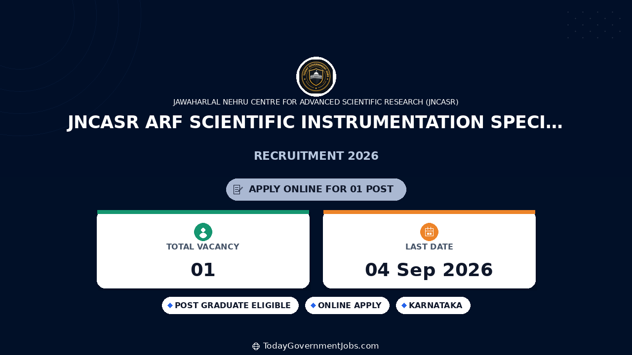 JNCASR ARF Scientific Instrumentation Specialist Recruitment 2026