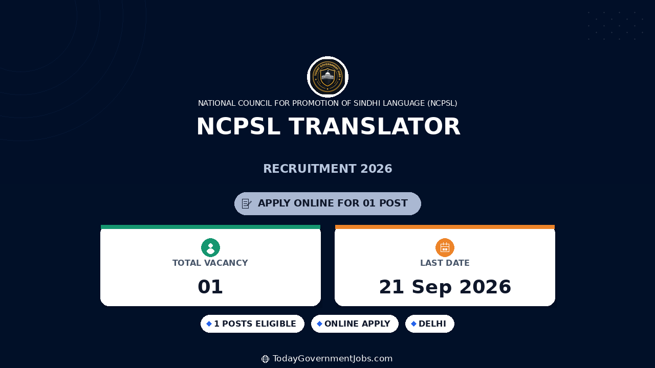 NCPSL Translator Recruitment 2026 Apply Online