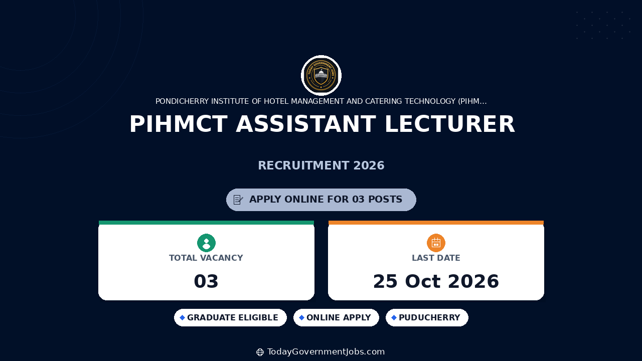 PIHMCT Assistant Lecturer Recruitment 2026: Apply Offline