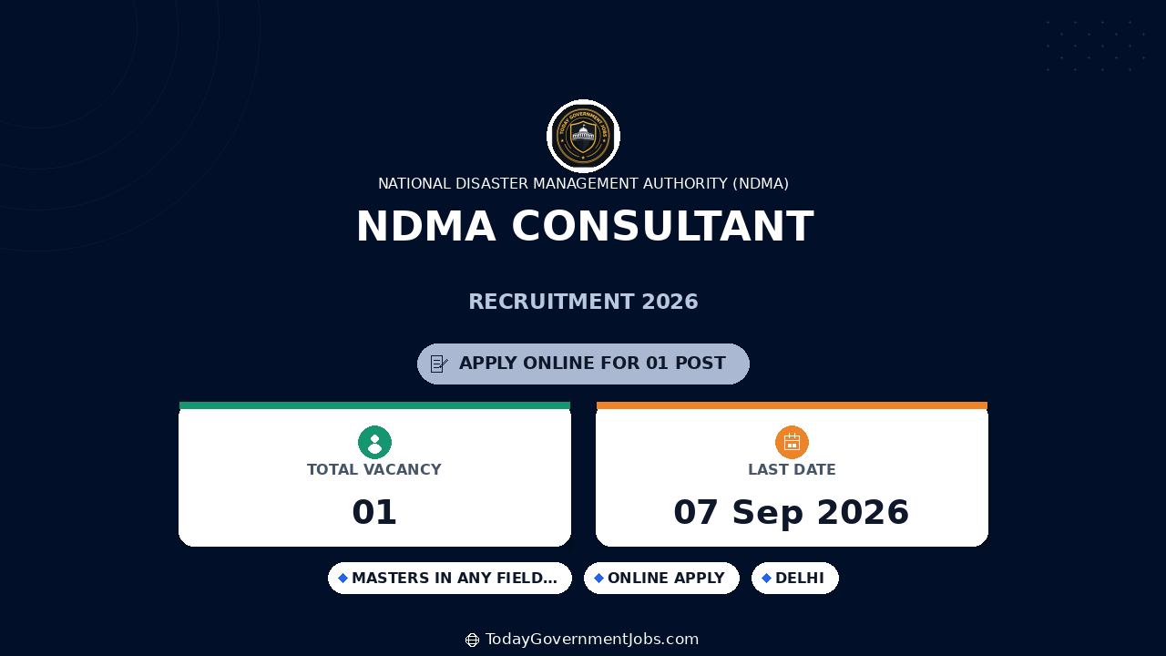 NDMA Consultant Recruitment 2026: Apply Online