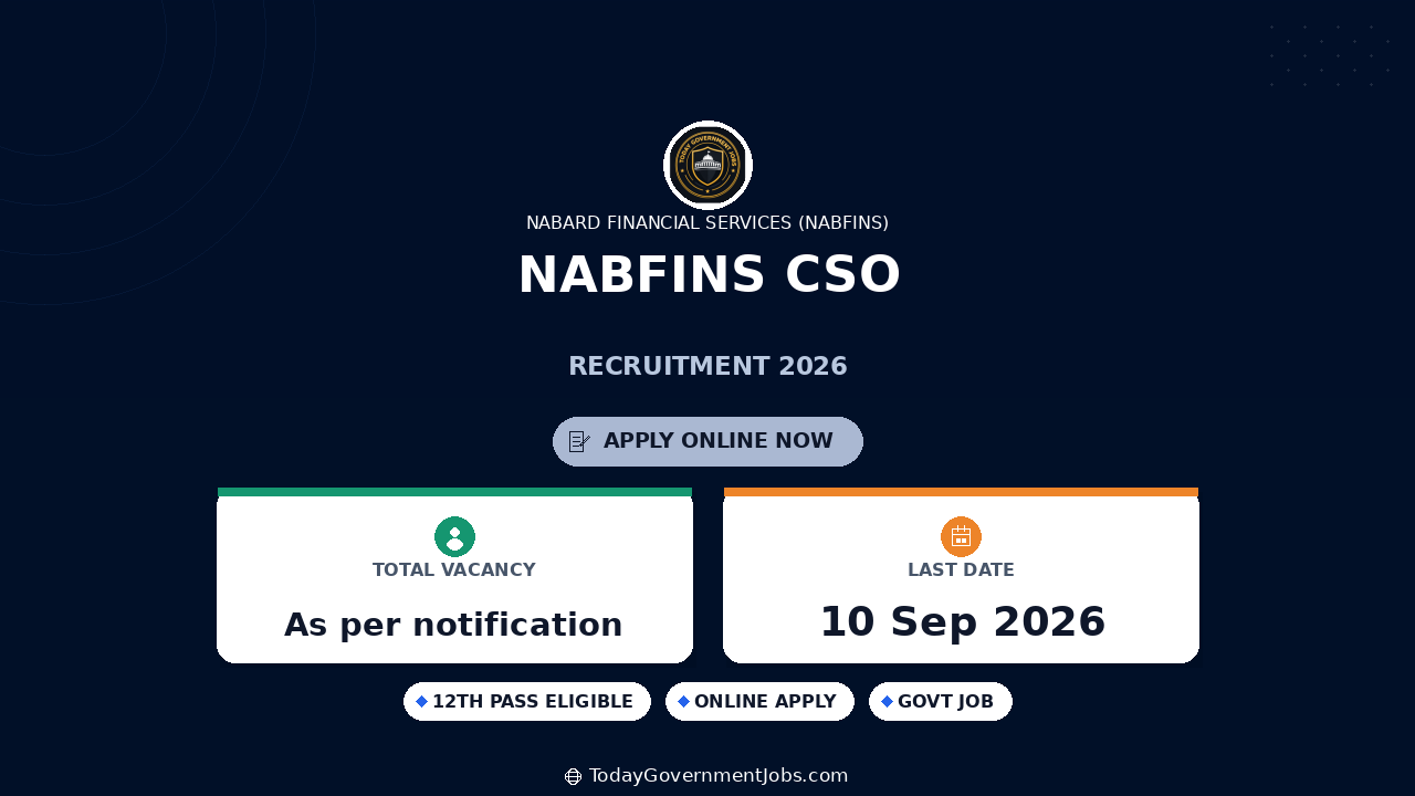 NABFINS CSO Recruitment 2026: Apply Online