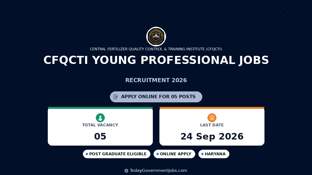 CFQCTI Young Professional Jobs 2026: Apply Offline