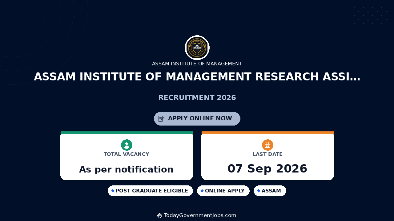 Assam Institute of Management Research Assistant Jobs 2026