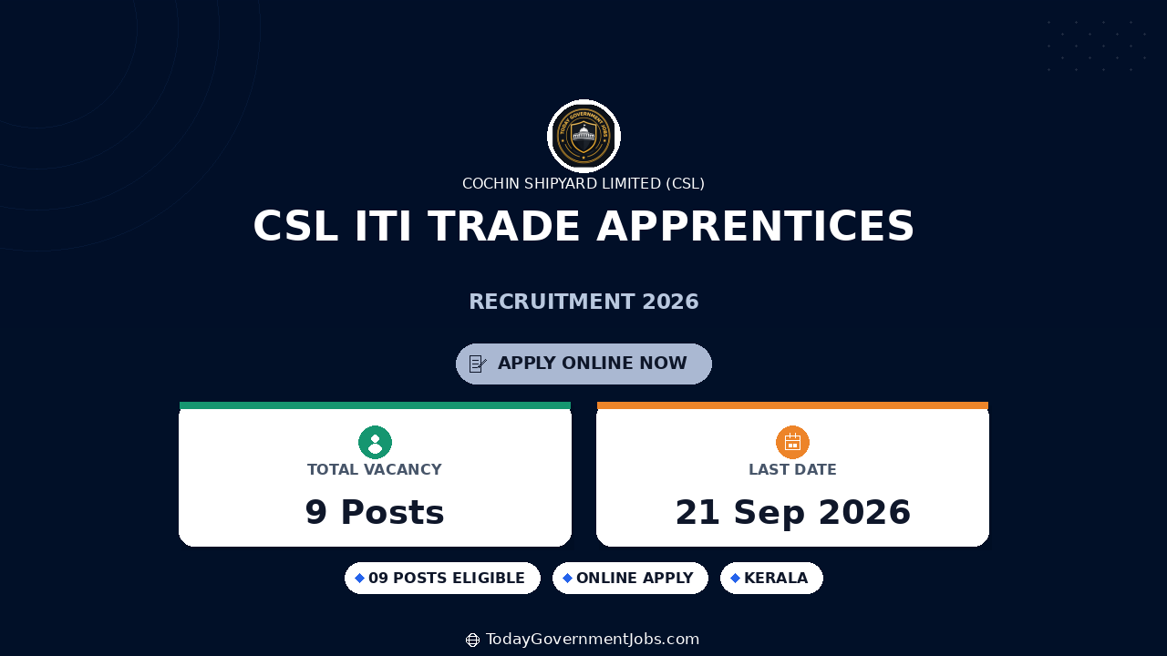 CSL ITI Trade Apprentices Recruitment 2026