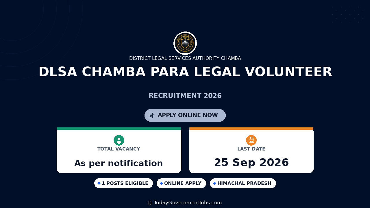 DLSA Chamba Para Legal Volunteer Recruitment 2026