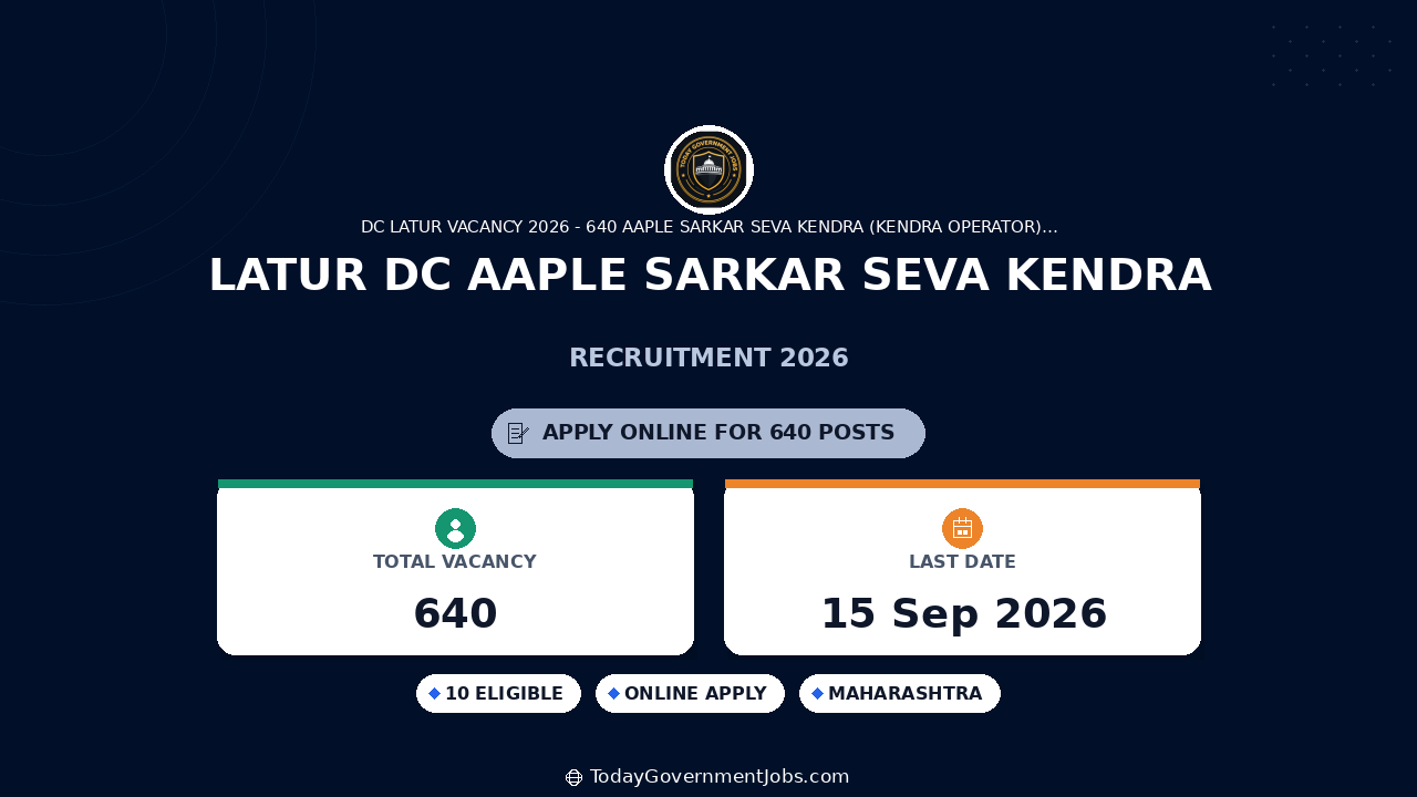 Latur DC Aaple Sarkar Seva Kendra Recruitment 2026