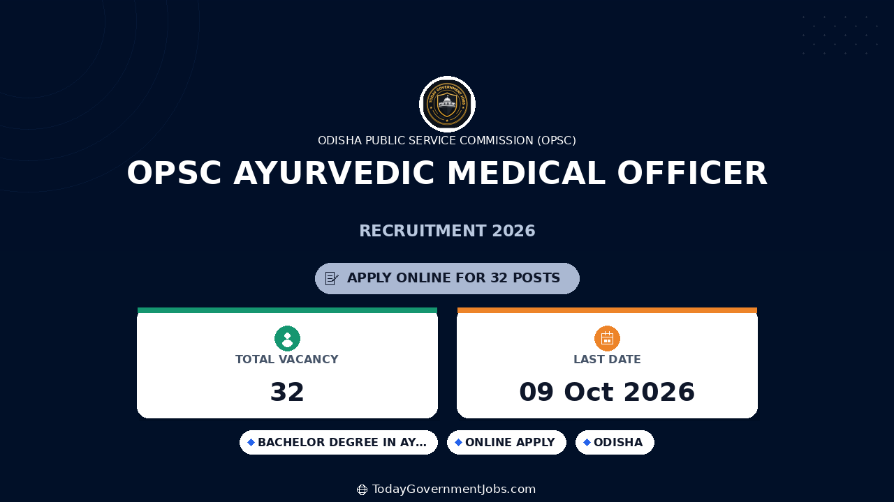 OPSC Ayurvedic Medical Officer Recruitment 2026